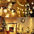 Miniatyrbild 6 av 6: Julbelysning, 20 Ft 40 Led Snowflake String Lights Batteri O Snowflake-warm White