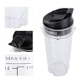 Miniatyrbild 7 av 10: 16Oz ersättningskopp Blender Cup Behållare med flipplock Passar för Nutri Ninja Blender Tillbehör