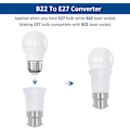 Miniatyrbilde 3 av 5: B22 til E27 Adapter Socket for Led Bulb, AC 230V, Konverteringsadaptere for å bytte fra B22 til E27, Skru inn bajonettfatning, Pakke med 6 | JUNJUN