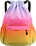 Drawstring Gym Bag, Large Drawstring Bags with Mesh Pockets, Waterproof Nylon Drawstring Bag, Drawstring Gym Bag Color