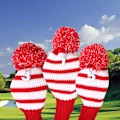 Miniatyrbilde 8 av 8: Strikket golfkøllebeskyttelse sett med 3 Pom Pom køllebeskyttelse for driver fairway wood hybrid med nummerlapper