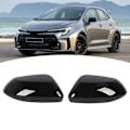 Miniatyrbild 1 av 8: 1 Par Sidospegelkåpor Bakre, Hög Styrka Blank Svart Robust Sidospegelkåpa Kapsling Ersättning för Toyota Corolla