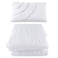Miniatyrbild 1 av 5: 3-delat Set Modern Stil Rynkad Polyester Sängkläder Kuddfodral Täcke (Vit Queen)