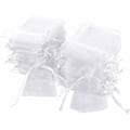 Miniatyrbillede 1 af 5: 100 stk. hvide organzaposer, 7 x 9 cm, organza gavepose, smykkepose, bryllupsposer, lavendelposer, bryllupsgaver
