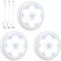 Miniatyrbillede 1 af 2: Bevægelsessensorlampe, Skablampe, USB Genopladelig LED Nattelys, 6 LED Trappe Lamper til Skab/Hylde/Entré/Garage/Køkken/Gang (3 Pak, Hvid)