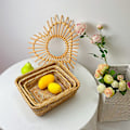 Miniatyrbilde 2 av 5: Flettet rotting brødkurv, rektangulær kunstig rotting kurv bordplate matkurv snacks oppbevaringskurv grønnsak og fruktkurv for kjøkkenbord