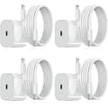 (Kampanjepris) iPhone-lader - Hurtiglader - Adapter + Kabel 20W USB-C Hvit 4-pakning iPhone