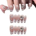 Miniatyrbilde 1 av 5: Langt trykk på negl Medium Coffin Nail Art med 3D luksusdesign Gjenbrukbare falske negler 10 stk med tilhørende neglekit 4 størrelser