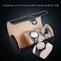 Miniatyrbillede 7 af 8: 3 Gitter Cylinder Ur Rulleholder Ur Display Etui Smykker Gave Opbevaringsboks (Sort)
