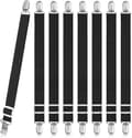 8-pack Sheet Holders, Adjustable Sheet Straps, High Elasticity Sheet Bands with Clips, Sheet Fasteners Max Stretch 120 cm Black Black