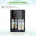 Miniatyrbillede 5 af 6: Universal AA/AAA/9V Batterioplader, Hurtigoplader 6802 til AA/AAA NI-MH eller 9V Genopladelige Batterier med LED-indikator, 100-240V Verdensspænding