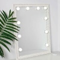Miniatyrbillede 3 af 3: DIY Hollywood belyst spejl med dæmpbare lys, makeup sæt klæbende spejl lys kit, plug-in makeup lampe til badeværelse væg spejl, (pære