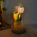 Miniatyrbillede 4 af 7: Oplyste tulipaner i glaskuppel Kunstig LED-tulipan Blomsternattlys til mors dag