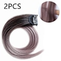 Miniatyrbillede 3 af 5: Clip-on lige hårextensions til kvinder med farvegradient