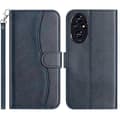 Dubbelvikt S-formad Läder Telefonfodral Marinblå Navy Blue For Honor 200 5G