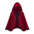 Fairy Witch Cape – Mjuk sammet & huva – för julkostym & temafester Wine Red 60cm