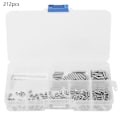 Miniatyrbilde 2 av 2: 212 stk Sett Skrue M3 A2-DIN913 Standard Flat Head Hex Socket Festeskruer uten hode