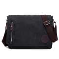Miniatyrbilde 1 av 7: Canvas Laptop Messenger Bag - Canvas Skuldertaske Messenger Bag - Skuldertaske til Menn - Arbeids Laptop Bag (Svart)