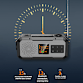 Miniatyrbild 4 av 5: Nödväderradio - Bärbar powerbank med solladdning, vev och batteridrift