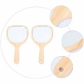 Miniatyrbillede 8 af 8: Træ Makeup Spejle, 2stk Bærbare Træhåndtag Håndholdt