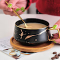 Miniatyrbillede 3 af 6: Espressokop, 300 ml cappuccino kop sæt, marmor kaffekop med underkop, porcelæn, kop, underkop, ske, sort