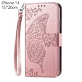 Miniatyrbillede 2 af 5: PU Læder Stativ Kortholder Strap Flip Cover til iPhone 14