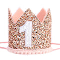Pikkukuva 1 / 5: Glitter-kruunu 1. syntymäpäivälle, ensimmäisen syntymäpäivän kruunu, lahja tytölle tai pojalle, valokuvausrekvisiitta, 1. syntymäpäivän juhlahattu