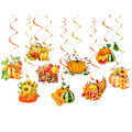 Miniatyrbild 1 av 5: Thanksgiving Hängande Spiraler, Iögonfallande Metallfolie Pumpa Lönnlöv Utstansningar För Lättanvända Förmonterade Höstskördefest Tillbehör, 9 ST