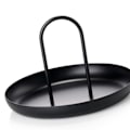 Miniatyrbilde 5 av 5: Serveringsbrett Metall Rund Bærbar Bordplate Oppbevaringsbrett Enkel Moderne Stil med Håndtak Svart