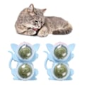 Miniatyrbild 1 av 5: Kattmyntabollar för katter Vägg Kattmyntaboll Leksak, 2-pack Kattmyntaboll Dubbelboll för katter Tuggleksak, Roterbara Kattleksaker för inomhuskatter för tandborstning &