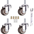 Miniatyrbild 1 av 5: 4-pack möbelsvängbara hjul - M6 x 15 mm med 25 mm gänga - mjukt gummi - TPE-gänga - minirullhjul för möbler (25 mm)