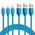 3-pack högkvalitativa iPhone-laddningskablar 1, 2 och 3 meter ljusblå
