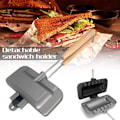 Miniatyrbilde 4 av 5: Frokostsmørbrødmaskin, 4w1h Pølsetoaster Trykkoker Non-stick Stekepanne Crepepanne med Avtakbart Håndtak for Pannekaker, Omeletter,