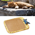 Miniatyrbillede 2 af 5: Hund Rattan Køle Måtte Bid Resistent Komfortabel Åndbar Kat Køle Måtte til Sommer M Gul
