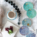 Miniatyrbillede 4 af 5: Coasters til drikkevarer, marmor mønster, absorberende keramisk sten