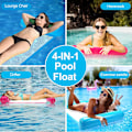 Miniatyrbild 5 av 7: Pool Floats för vuxna, vattenpoolhängmattor, poolflottörhängmatta, multifunktionell uppblåsbar hängmatta, för pool, sjö, utomhus, strand (blå, rosa)