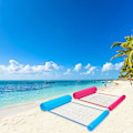 Miniatyrbild 4 av 7: Pool Floats för vuxna, vattenpoolhängmattor, poolflottörhängmatta, multifunktionell uppblåsbar hängmatta, för pool, sjö, utomhus, strand (blå, rosa)