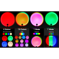 Miniatyrbillede 7 af 7: 16 farver solnedgangsprojektorlampe 360 graders rotation farve Changi