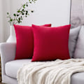 Miniatyrbilde 1 av 4: Set med 2 plysj putetrekk dekorative sofa putevar superglatt myk komfortabel dekorasjon hjem stue soverom for sofa 60X60CM rød