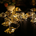 Miniatyrbilde 5 av 8: Party Xmas Hollow Metal Gold Leaf String Light 20 LED Strip Lamp