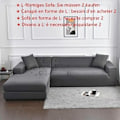 Miniatyrbillede 5 af 5: Vandtæt Sofaovertræk L-formet Sofaovertræk Komfortabelt Strækbart Stof (Sort, 145x185)