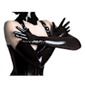 Miniatyrbillede 2 af 2: Satin Faux Læder Handsker Bløde Åndbare Sorte Dame Lange Kostume Handsker til Gallafest Festival Cosplay