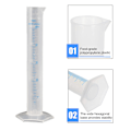 Miniatyrbillede 5 af 5: 50 ml plastgradueret cylinder målecylinder med blå skala til væsker, egnet til laboratorier