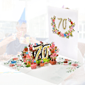 Pikkukuva 3 / 7: Zulbceo 70-vuotissyntymäpäiväkortti, kukka-popup-kortti, syntymäpäiväonnittelukortti, onnittelukortit, syntymäpäiväkortit kirjekuorella ja muistikortilla, ponnahduskortti,