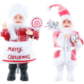 Miniatyrbillede 1 af 5: Sæt med 2 julemandsplysfigurer til juletræspynt
