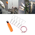 Miniatyrbilde 5 av 10: Fiskesnor av rustfritt stål, tungt, med 5 låsbare snaps, tau og flyte
