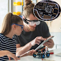 Miniatyrbilde 5 av 5: Led-belyste forstørrelsesbriller 2 lys, hodebånd forstørrelsesglass for presisjonslesing urmakerarbeid håndfri synshemmede, Usb