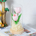 Miniatyrbillede 5 af 7: Oplyste tulipaner i glaskuppel Kunstig LED-tulipan Blomsternattlys til mors dag