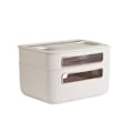 Miniatyrbillede 1 af 5: Router opbevaringsboks multi hul aftageligt design plastik anti drop kabel management kasse hvid 2 lag