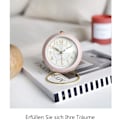 Pikkukuva 3 / 8: Hiljainen, ei tikittävä herätyskello, ei tikittävä yöpöydän kello yövalolla, retroherätyskello, kvartsikoneisto, paristokäyttöinen kello, Rose